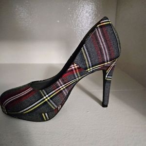 Womens high heel shoes plaid
